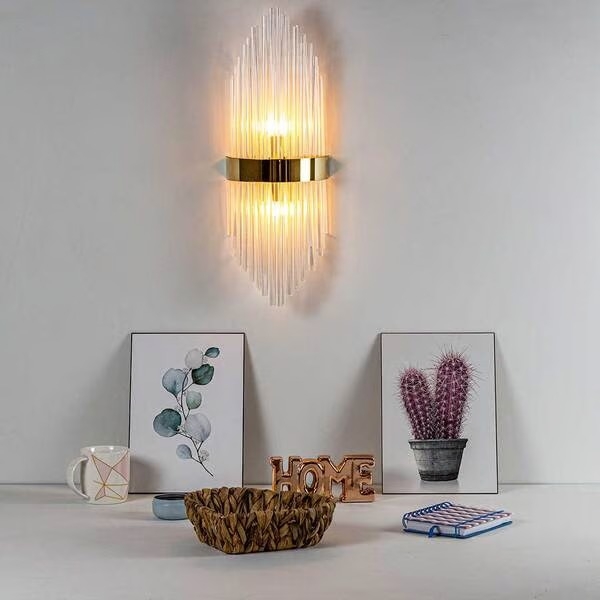 Arandela Starlux Grazinia Ouro e Clear 2L G9 Ø180x510mm JY-01-MG