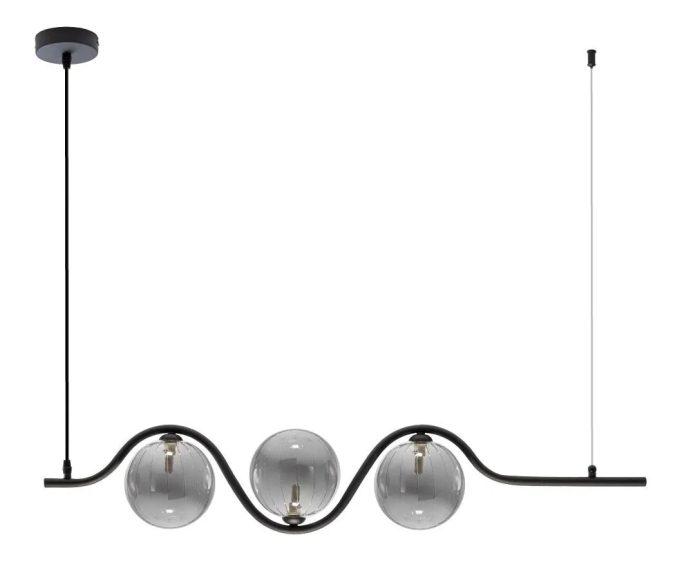 Pendente Starlux Malu Preto Fosco e Smoky 3L G9 1030mm ZR126-SKY