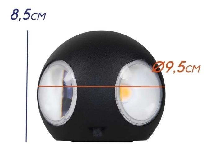Arandela Opus LED Tetra Preto 12 watts 3000K Bivolt IP54 Ø95mm OPS 30333