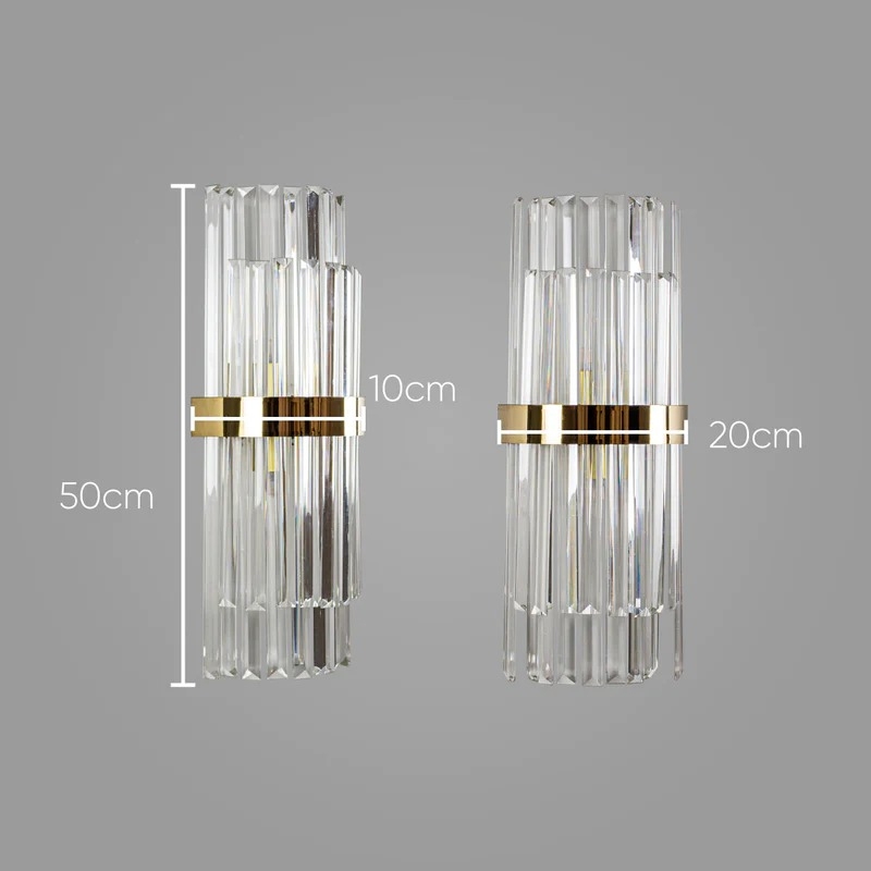Arandela Starlux Karin Ouro e Clear 2L G9 Ø200x500mm JY-02-MG