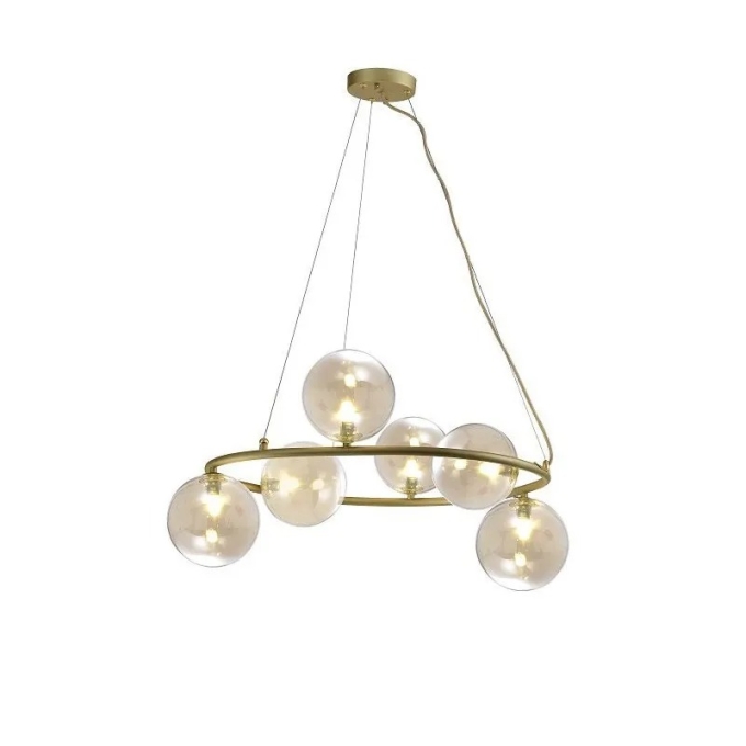 Pendente Starlux Grape Ouro e Globos Âmbar 6L G9 Ø750mm ZR083-AGD