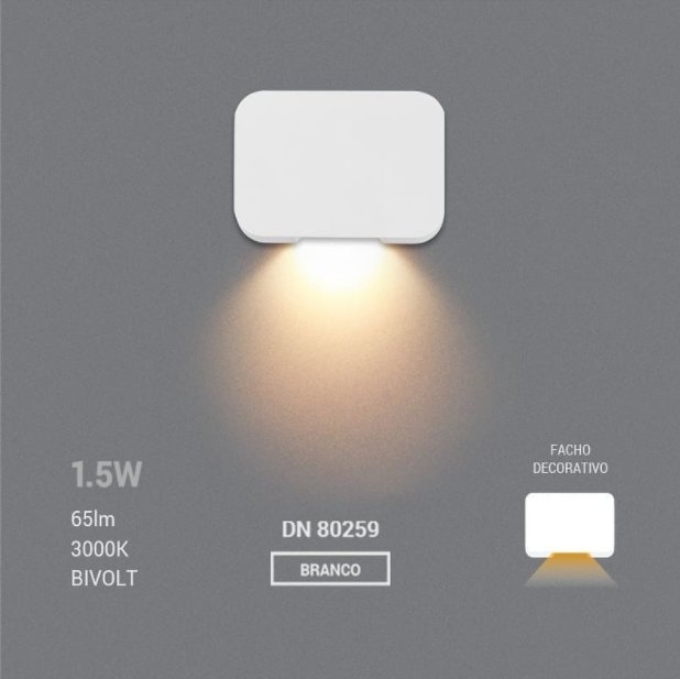 Balizador Sobrepor Opus Pod Branco 1,5 watts 3000K IP65 70x50mm OPS 80259