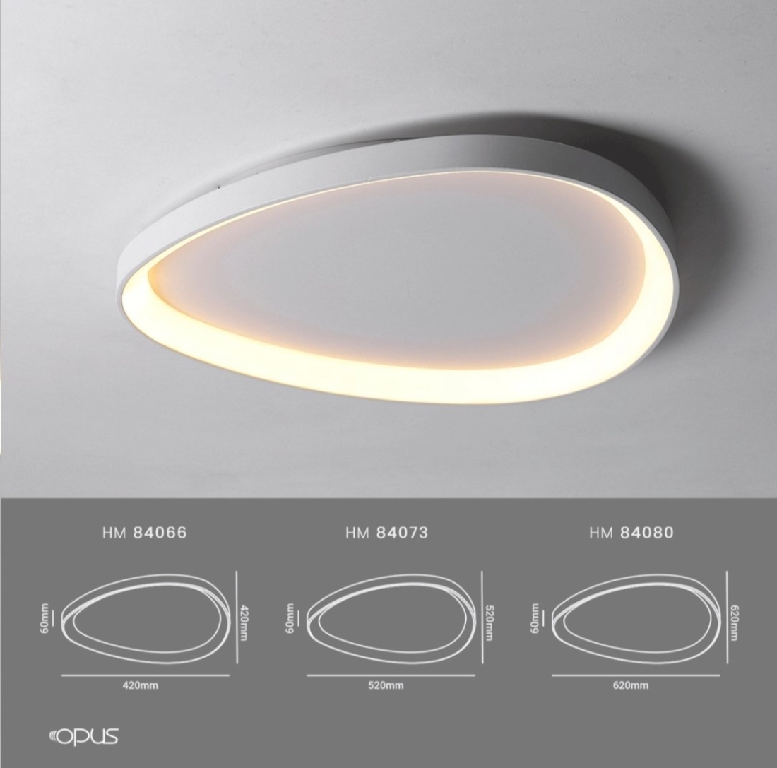 Plafon Opus Seixos Branco 33 watts 3000K Bivolt Ø520mm OPS 84073