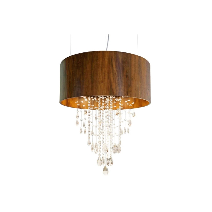 Pendente Fox Lustres Madeira e Cristais 5L GU10 Ø800x600mm 2013