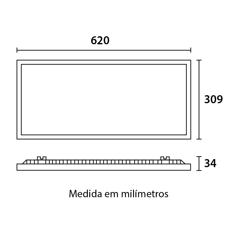 Painel Embutir Blumenau Retangular 20 watts Backlight 6500K 620x150mm Alumínio Bivolt 80556004