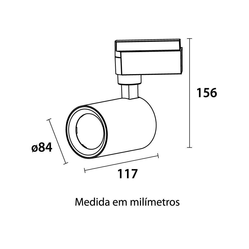 Spot para Trilho Blumenau 18 watts Preto 6500K Bivolt Ø84x117x156mm 33186001