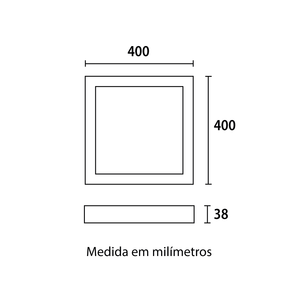 Painel Sobrepor Blumenau Backlight 32 watts Preto 3000K 400x400x38mm Alumínio Bivolt 83893001