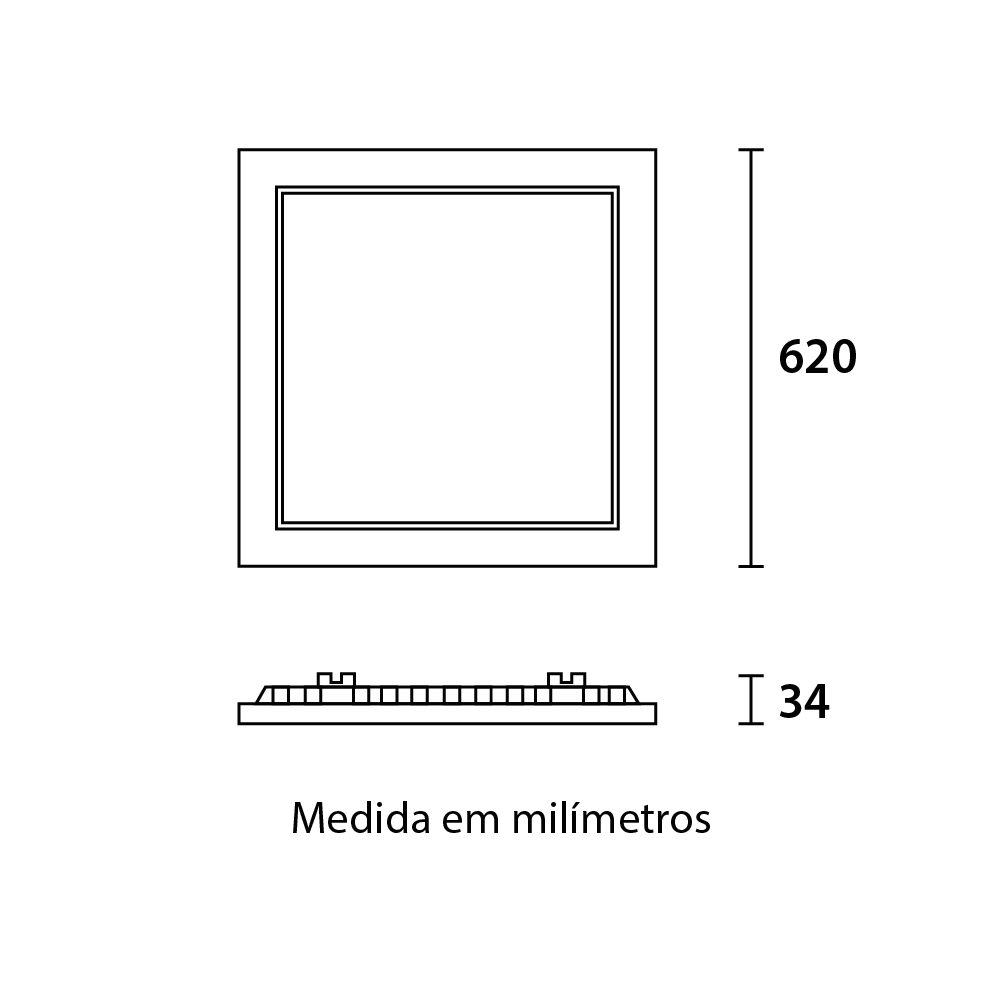Painel Embutido Blumenau Backlight 40 watts 3000K 620x620x34mm Alumínio Bivolt 80473004