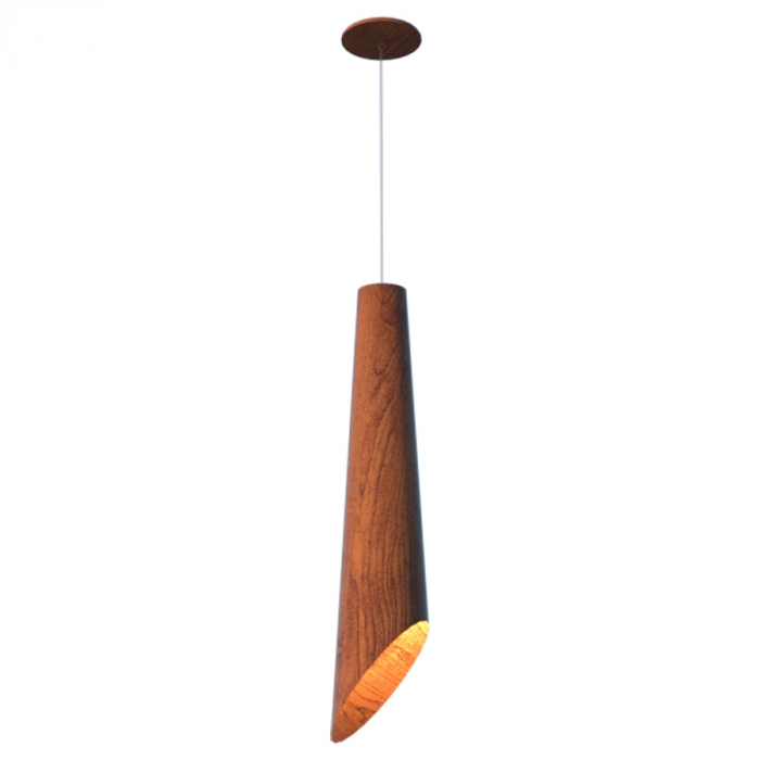 Pendente Fox Lustres Madeira Cônico 1L E27 Ø140x700mm 220