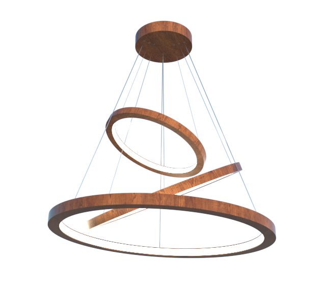 Pendente Fox Lustres Madeira 126 watts 3000K Bivolt Ø800X40x1000cm 1060