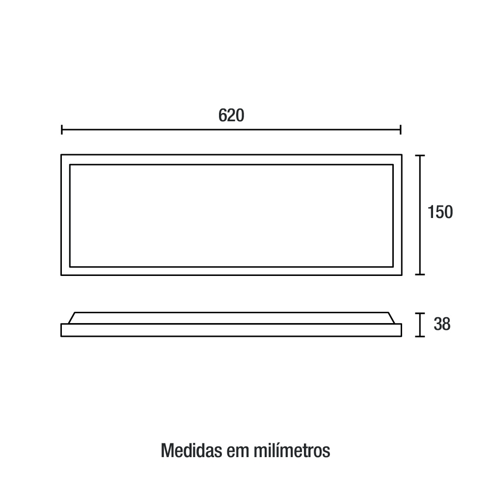 Painel Sobrepor Blumenau Retangular 20 watts Branco 4100K 620x150mm Alumínio Bivolt 83854104