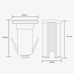 Balizador de Solo Mundial 2 watts 1 Facho 3000K 45° IP67 Bivolt 40x40x62mm ML-0411
