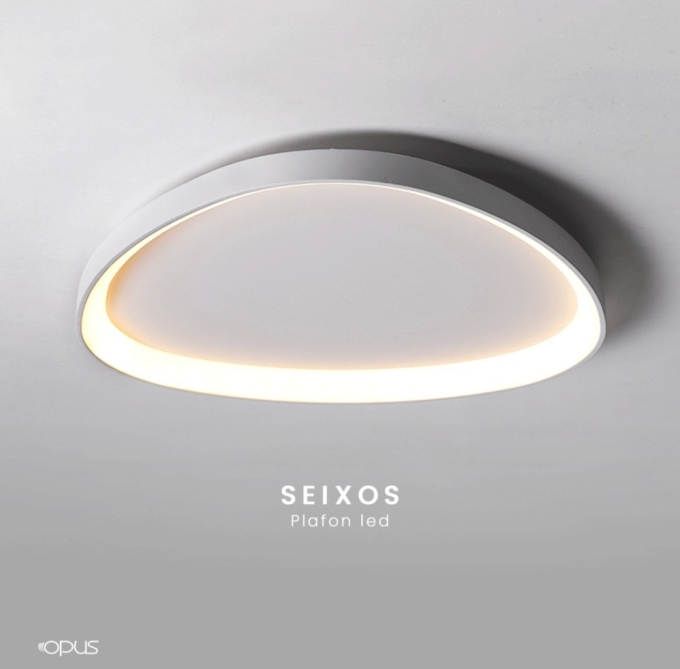 Plafon Opus Seixos Branco 28 watts 3000K Bivolt Ø420mm OPS 84066