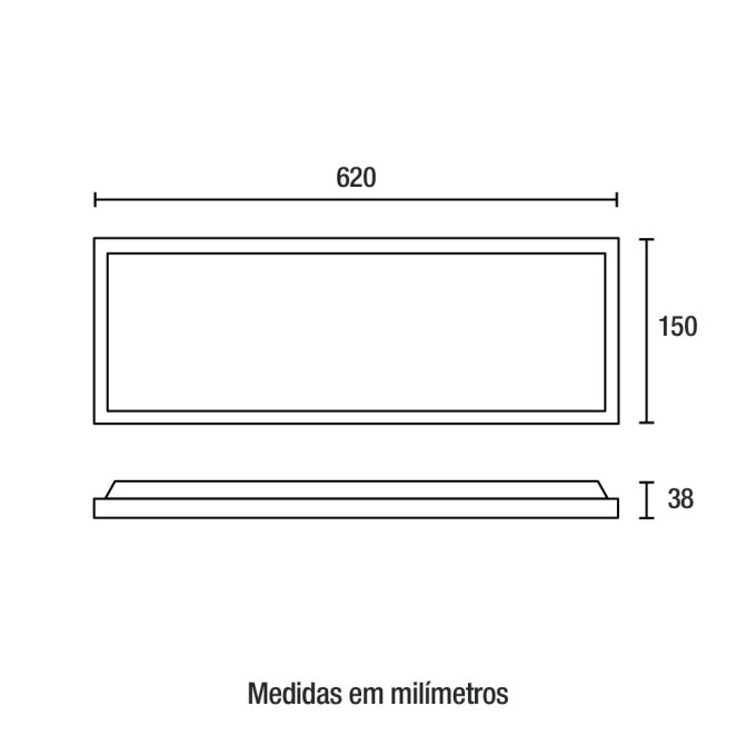 Painel Sobrepor Blumenau Retangular 20 watts Branco 6500K 620x150mm Alumínio Bivolt 83858004