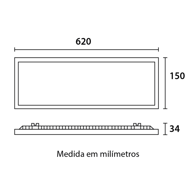 Painel Embutir Blumenau Retangular 20 watts Backlight 6500K 620x150mm Alumínio Bivolt 80556004