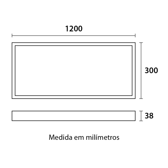 Painel Sobrepor Blumenau Retangular 45 watts Backlight 4100K 1200x300mm Alumínio Bivolt 80884104