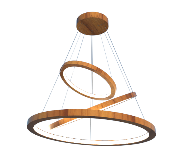 Pendente Fox Lustres Madeira 126 watts 3000K Bivolt Ø800X40x1000cm 1060
