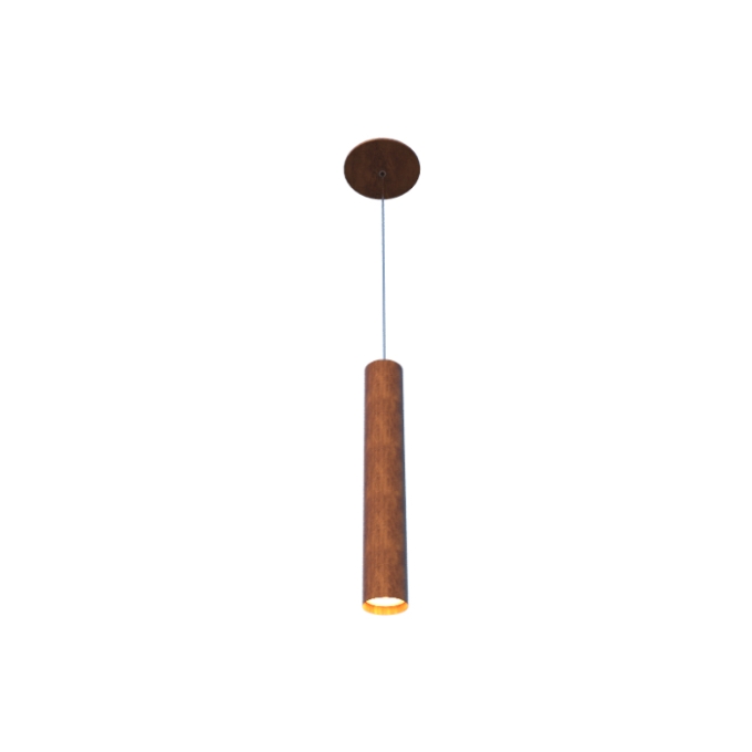Pendente Fox Lustres Madeira Tubular Cilíndrico 1L GU10 Mini Dicróica Ø40x500mm 212