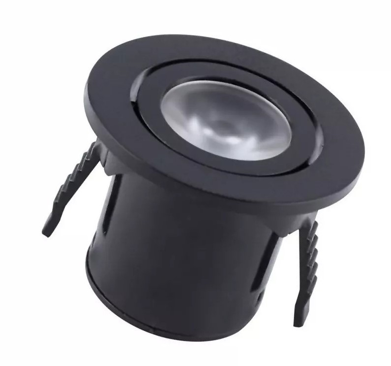 Mini Spot Opus LED (Kit 02 unidades) 1 watts 3000K Preto Ø37x29mm OPS 82659
