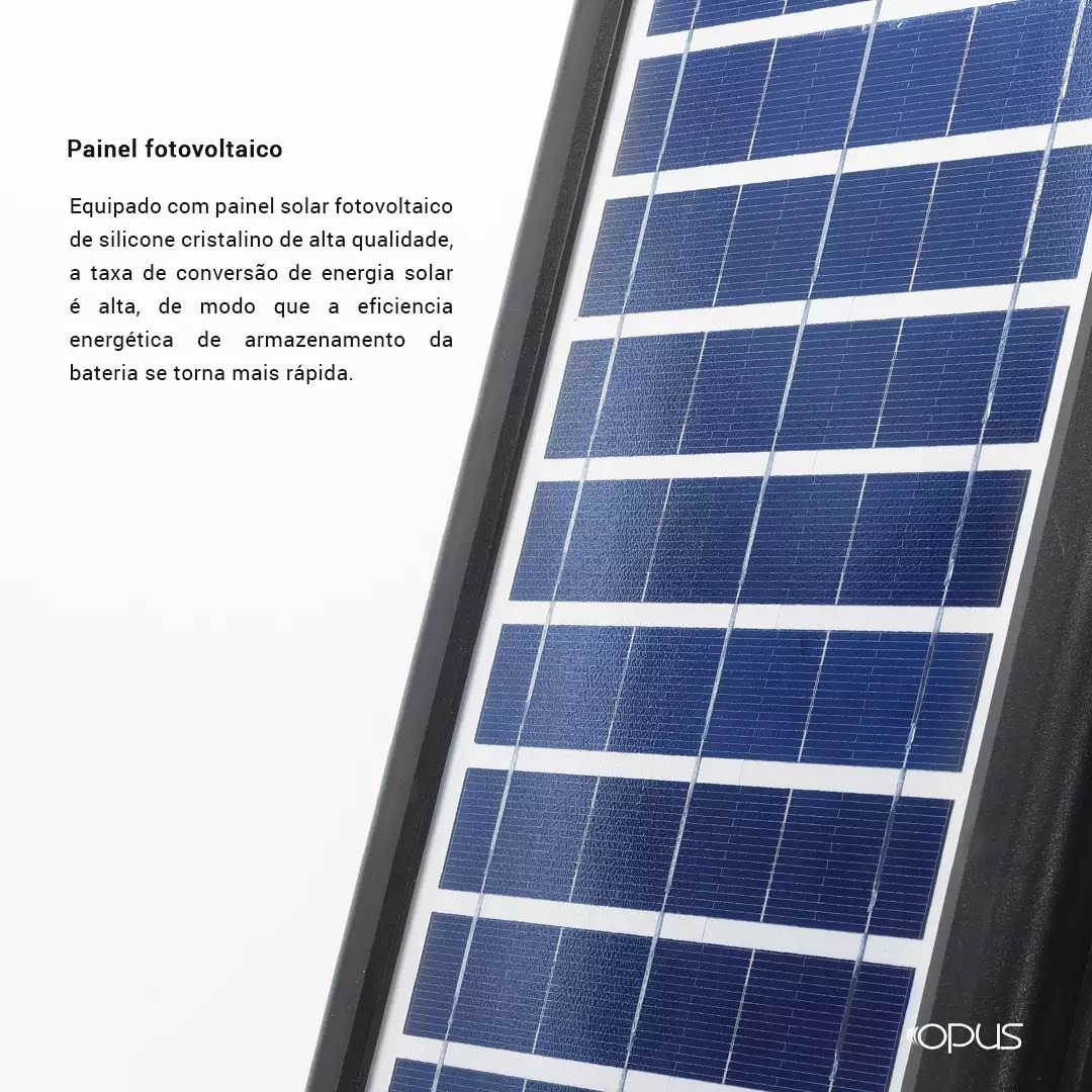Luminária Solar para Poste Opus LED 200 watts IP66 635x255x60mm Preto OPS 81980
