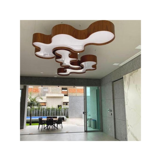 Pendente Fox Lustres Madeira Semi Cilíndrico 8L E27 210x1450x650mm 4000