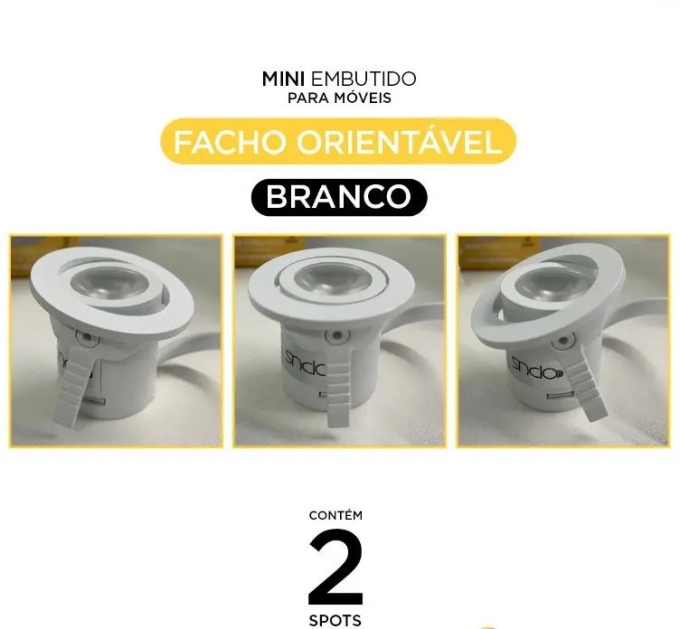 Mini Spot Opus LED (Kit 02 unidades) 1 watts 3000K Branco Ø37x29mm OPS 82642