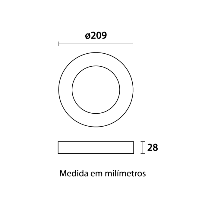 Painel Sobrepor Blumenau Redondo 18 watts 3000K Ø209x28mm 80603004