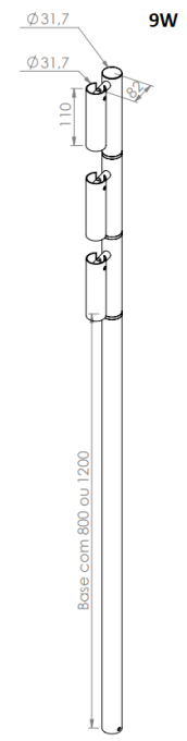 Poste Balizador Orbit Direct Light 8,1 watts 34° 2700K IRC90 IP66 Bivolt Haste de 800mm DL PT5