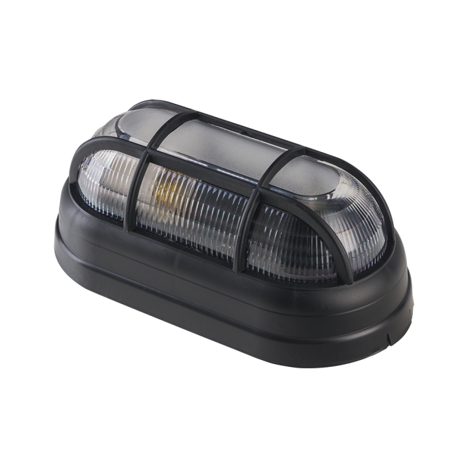 Arandela Tartaruga Oval com Grade 1L E27 210x113x85mm Preta 