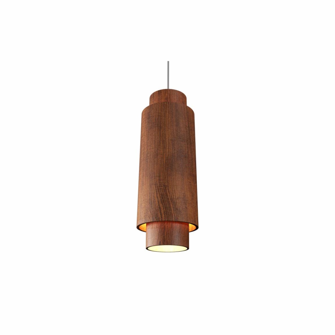 Pendente Accord Cilíndrico Duplo Madeira 1L E27 Ø160x400mm 1477
