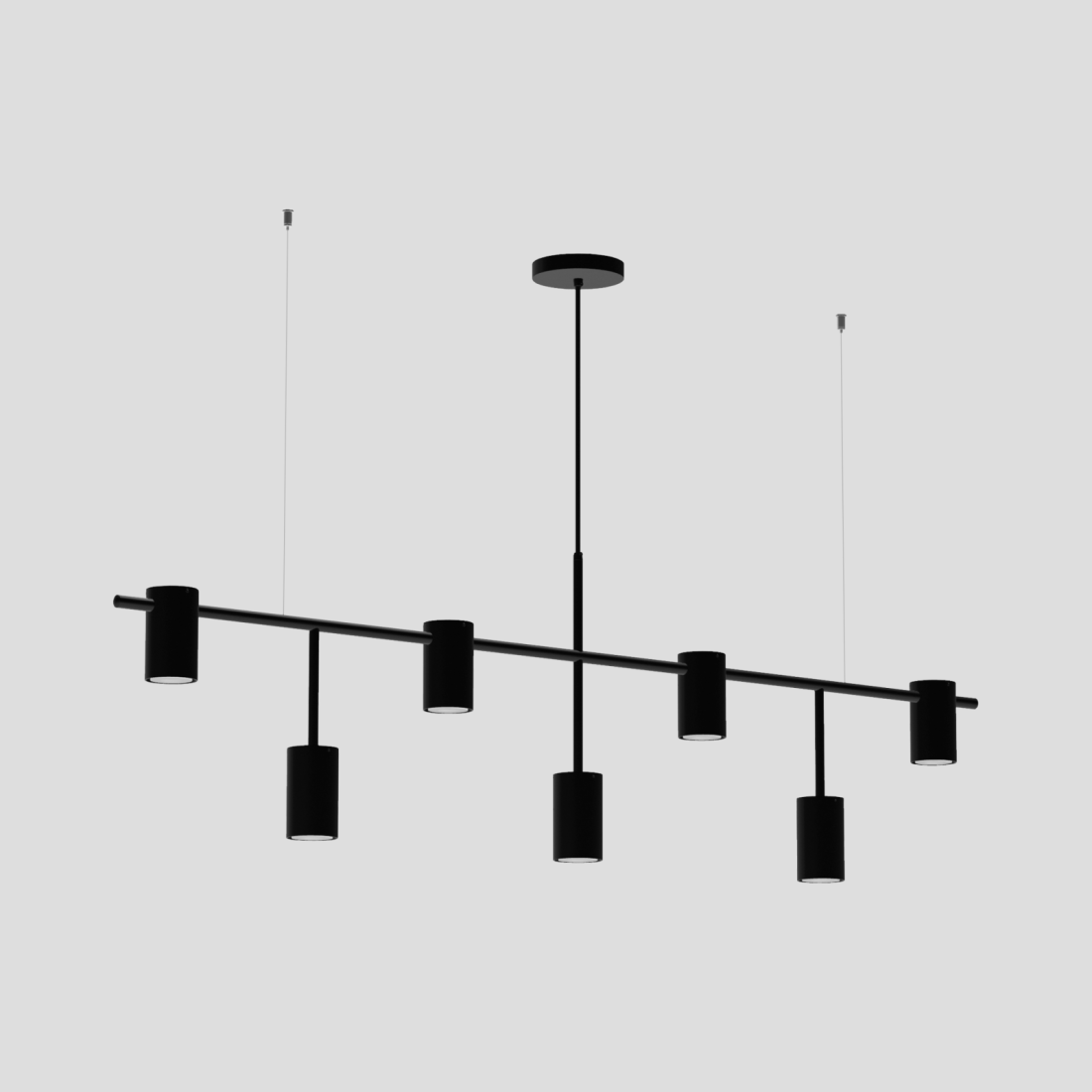 Pendente Montare Lyra 7L Dicroica MR16 1400x100x400mm 301140