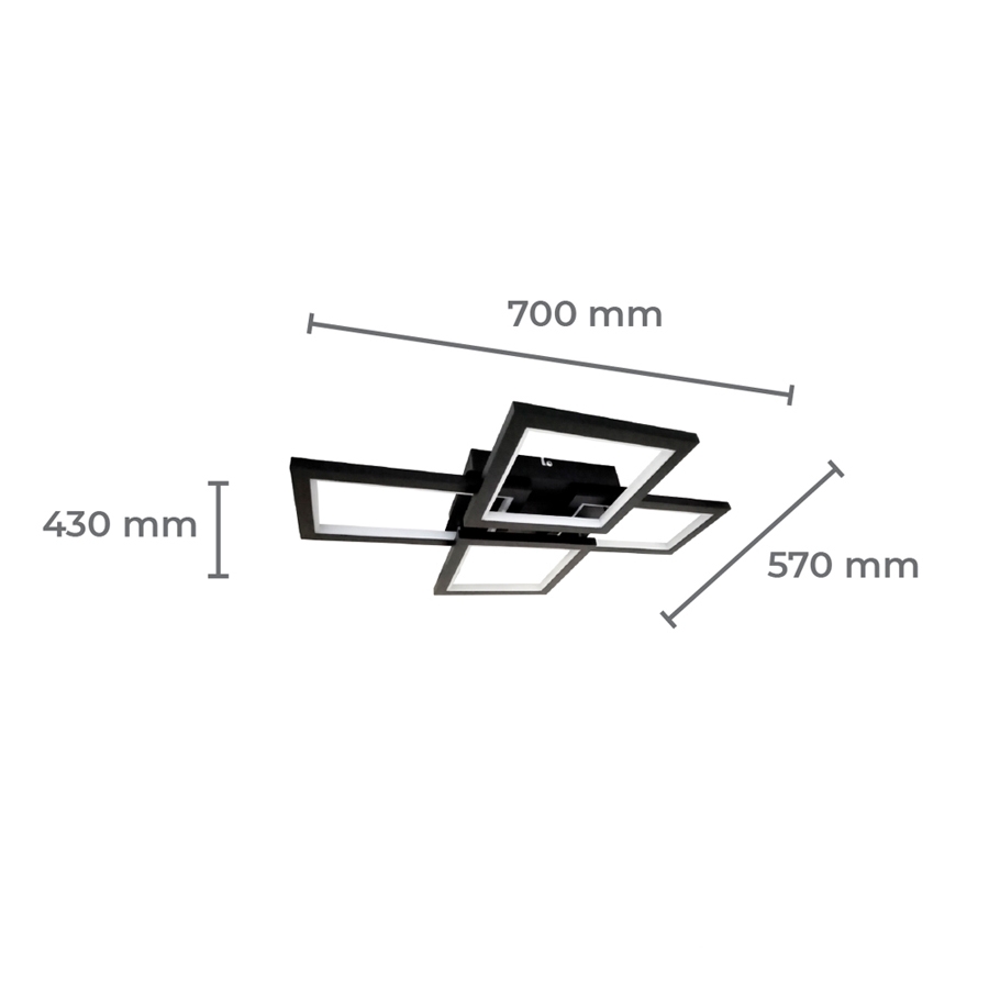 Plafon Sobrepor Nitrolux Preto 50 watts 4000K Bivolt 570x430x70mm 4002 
