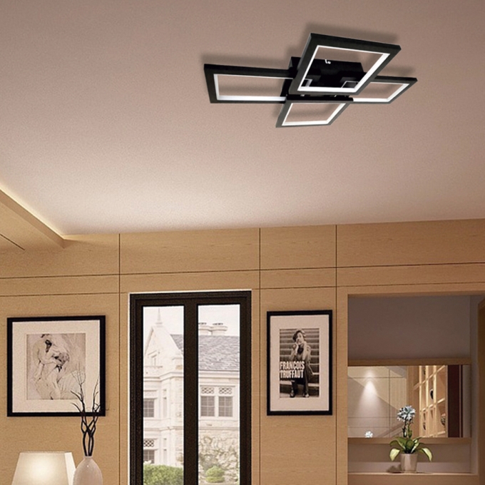 Plafon Sobrepor Nitrolux Preto 50 watts 4000K Bivolt 570x430x70mm 4002 
