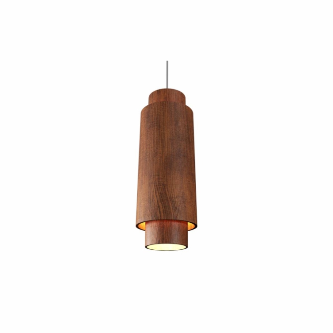 Pendente Accord Cilíndrico Duplo Madeira 1L E27 Ø160x500mm 1478