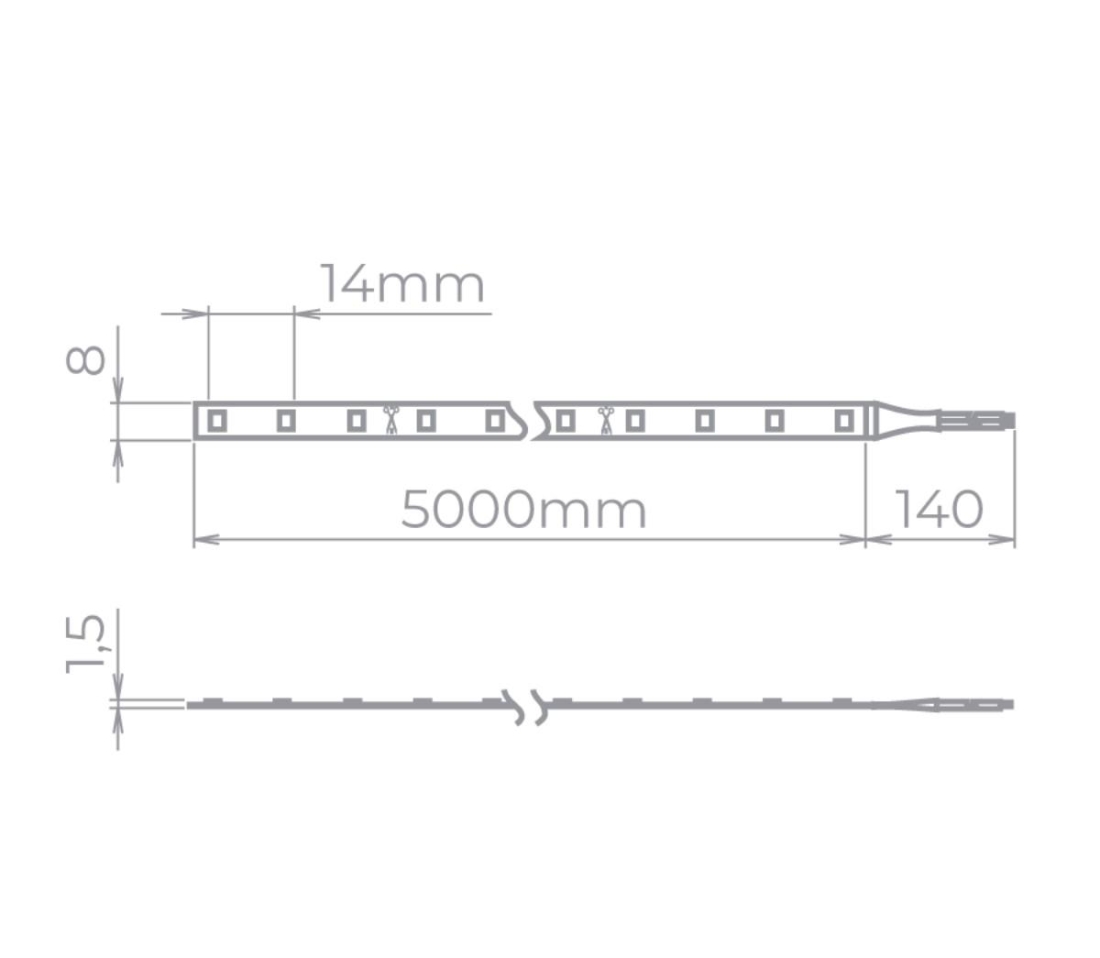 Fita Led Stella Eco 5w/mt 60 Leds 6500K 12V IP20 8mm (Rolo 5 metros) STH7804/65