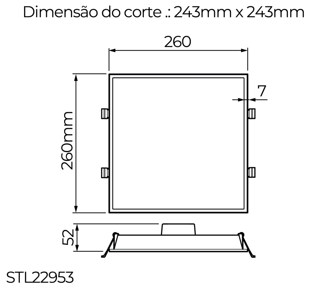 Painel de Embutir Stella Edge Branco 20 Watts 4000K 260x260mm STL22953BR/40