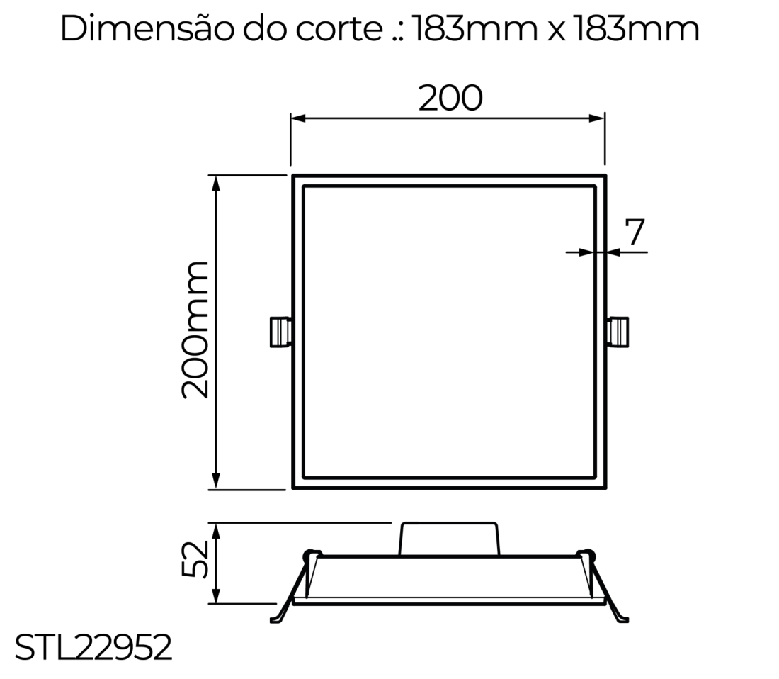 Painel de Embutir Stella Edge Branco 14 Watts 4000K 200x200mm STL22952BR/40