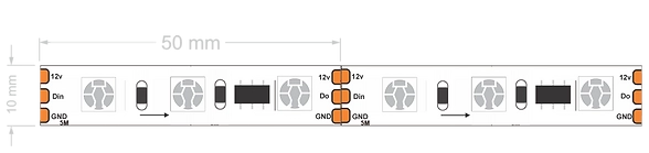 Fita Led Digital Alpertone RGB 16w/mt 24V 60 leds/mt IP20 10mm (Rolo 10 metros) 0411