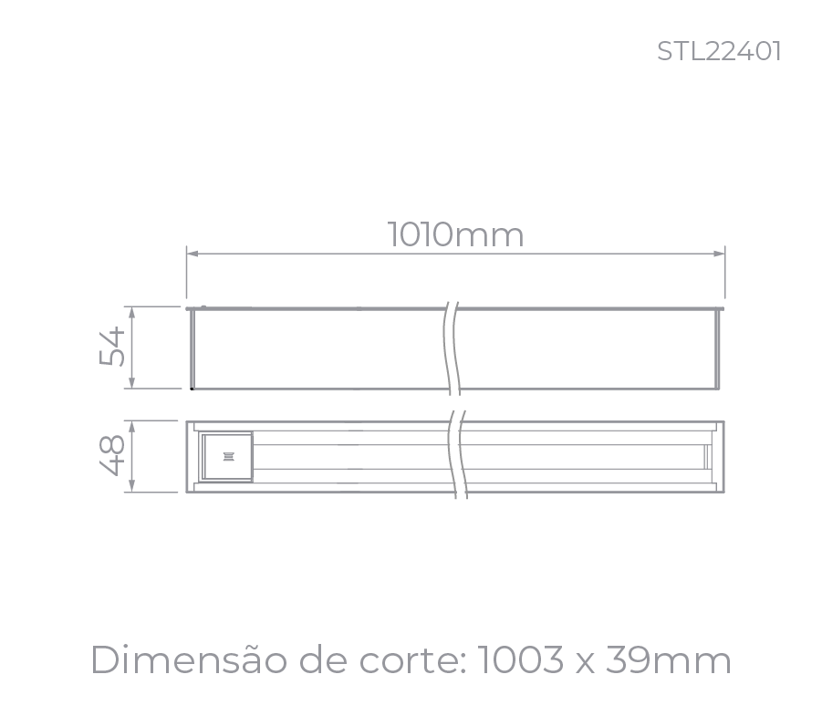 Trilho de Embutir Stella Trace 1 Metro Branco STL22401BR