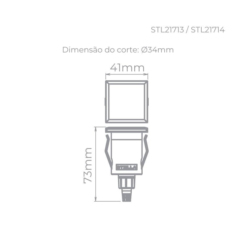 Balizador Solo Stella Way Side 1,5 Watt 3000K IP67 24V 41x73mm 1 Facho Preto STL22713/30