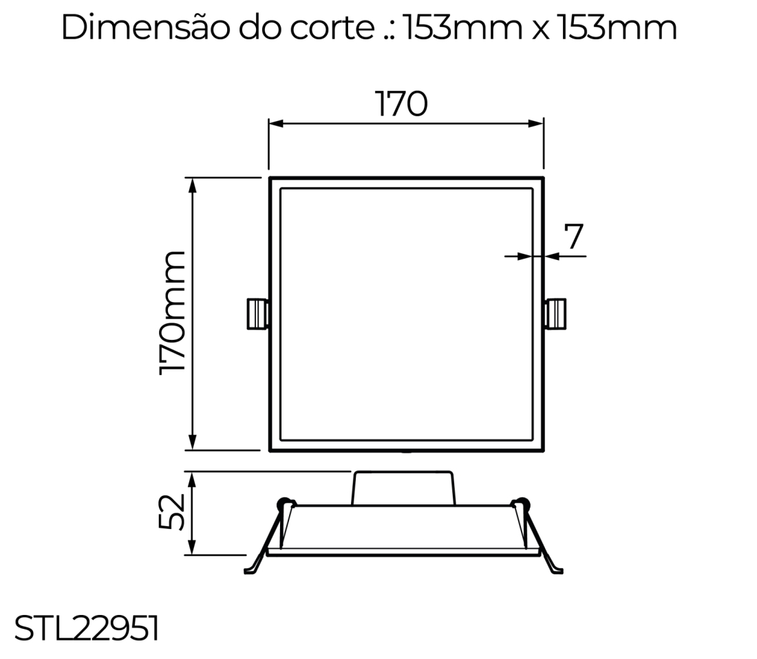 Painel de Embutir Stella Edge Branco 8 Watts 3000K 170x170mm STL22951BR/30