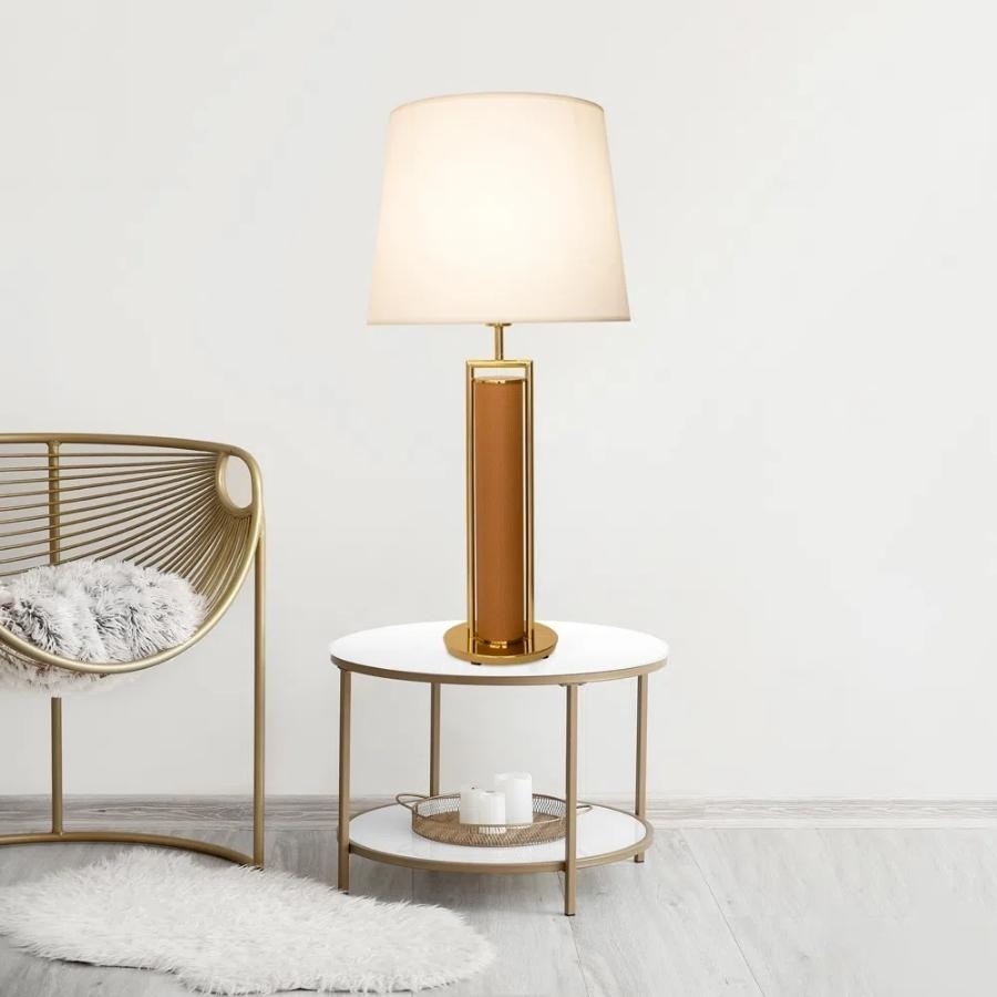 Base para Abajur Bella Veneto Dourado e Caramelo 1L E27 Ø200x605mm MI010 (Sem Cúpula)