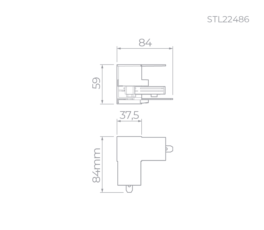 Conexão L Stella para Trilho Trace de Sobrepor Branco STL22486BR