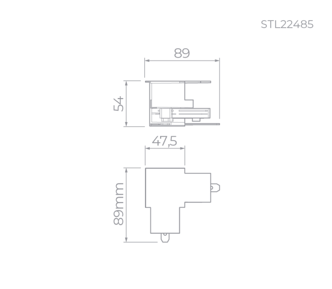 Conexão L Stella para Trilho Trace de Embutir Branco STL22485BR