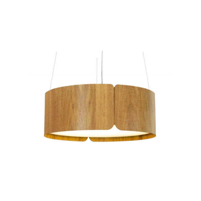 Pendente Fox Lustres Madeira Cilíndrico 4L E27 Ø500x210mm 661