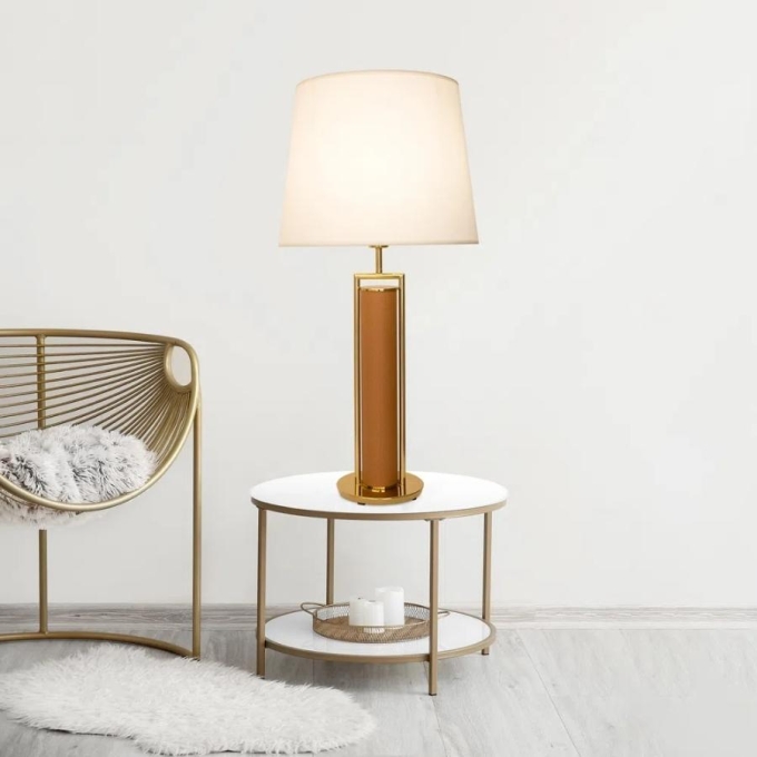 Base para Abajur Bella Veneto Dourado e Caramelo 1L E27 Ø200x605mm MI010 (Sem Cúpula)