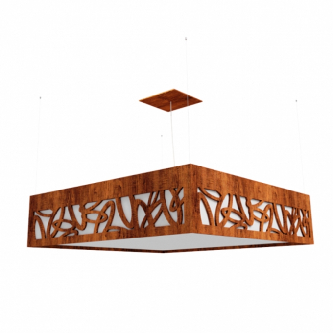 Pendente Fox Lustres Madeira Laser 4L E27 500x500x150mm 830