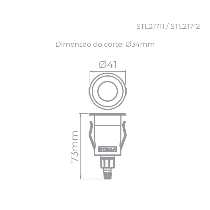 Balizador Solo Stella Way UP Recuado 1 Watt 3000K 24V Grade Antiofuscante Ø41x73mm Alumínio STL22712AL/30