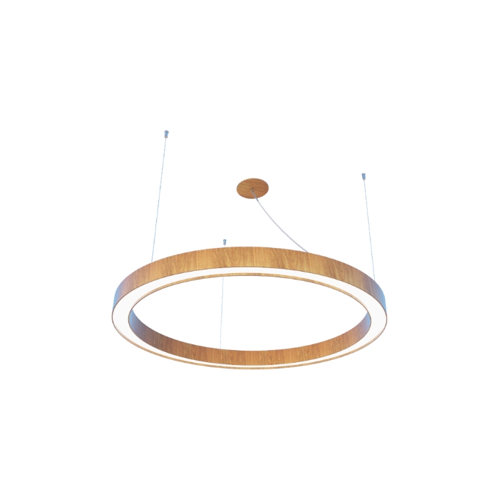 Pendente Fox Lustres Led Madeira Redondo 54 watts 3000K Ø900x70x60mm 875