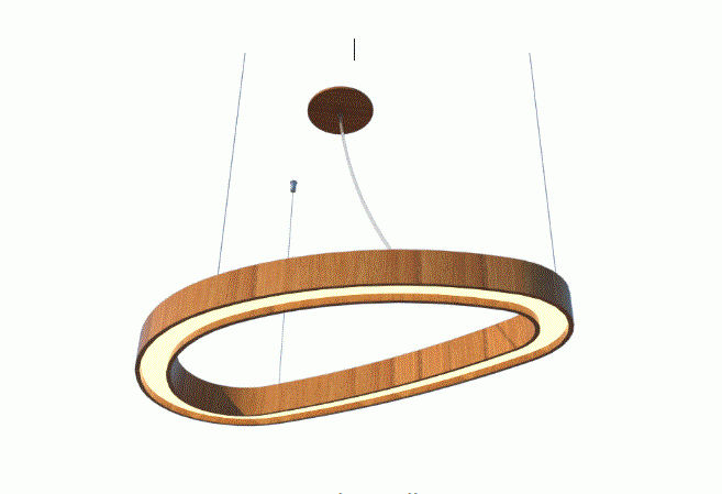 Pendente Fox Lustres Led Madeira Semi Cilíndrico 44 watts 3000K 980x560x60mm 841